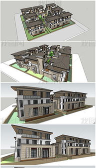 精品歐式古典風格住宅樓建筑SU模型設計及裝修指南